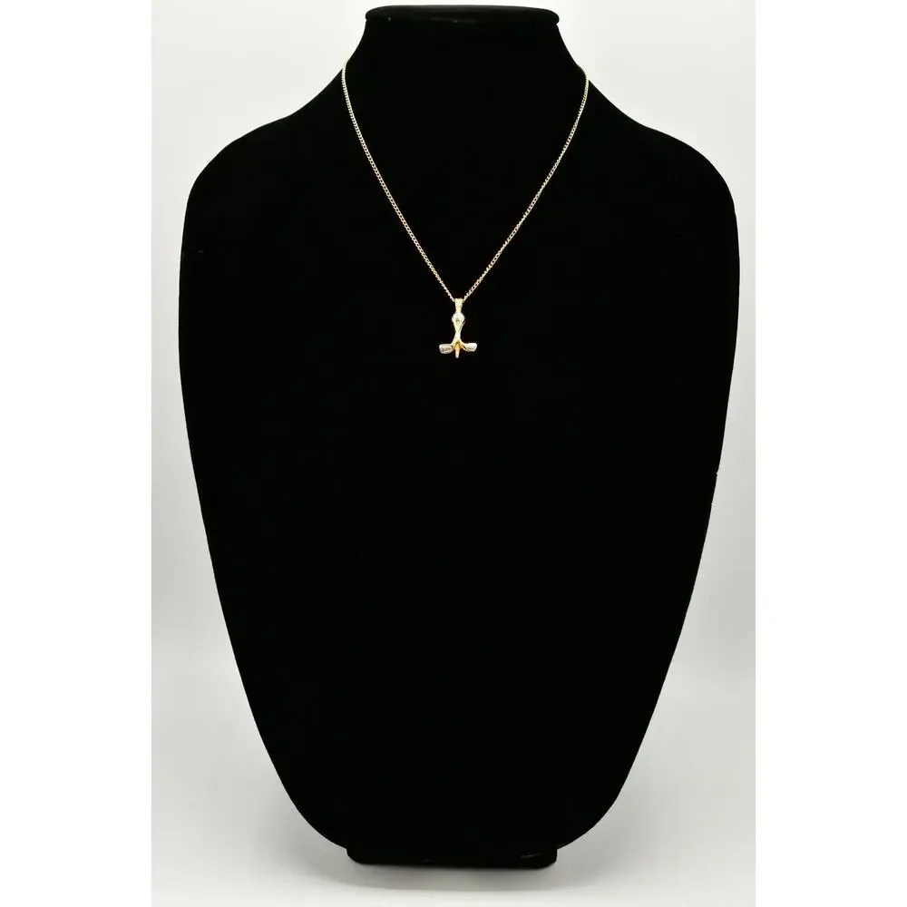 Navika Pendant Necklace Golf Clubs Gold Tone Chain Vintage Elegant Signed BinM
